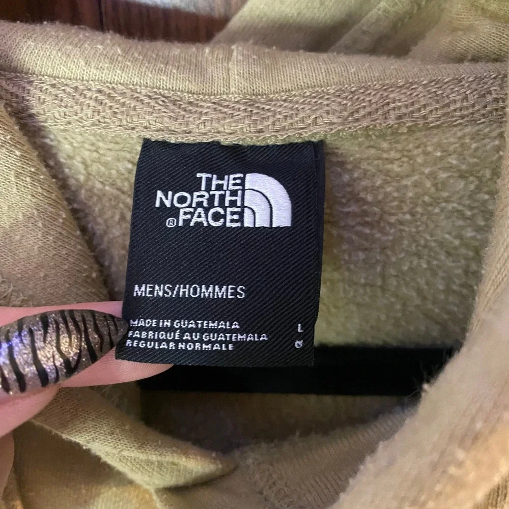 The North Face Half Dome Logo Hoodie Mens Large Tan Khaki Pullover Sweatshirt